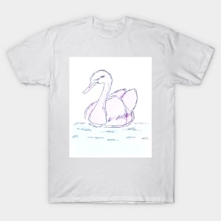 Swan bird, pond and animal. Watercolor, art decoration, sketch. Illustration hand drawn modern painting T-Shirt